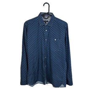 Ted Baker London Men's Casual Button Up Shirt Long Sleeve Navy Blue Sz 3/38